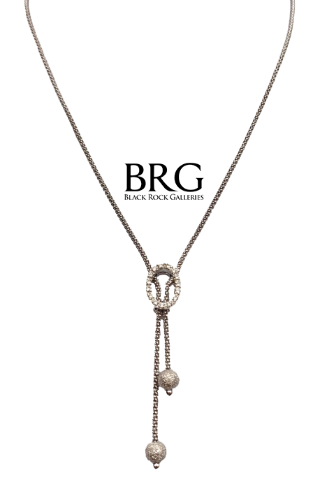 Italian 14K White Gold Necklace With Diamond Pendant